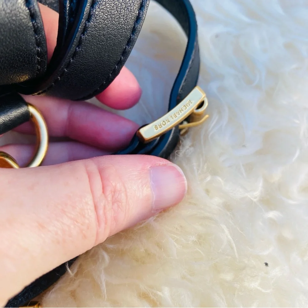 MICHAEL KORS black leather gold chain bag strap purse - Picture 5 of 5